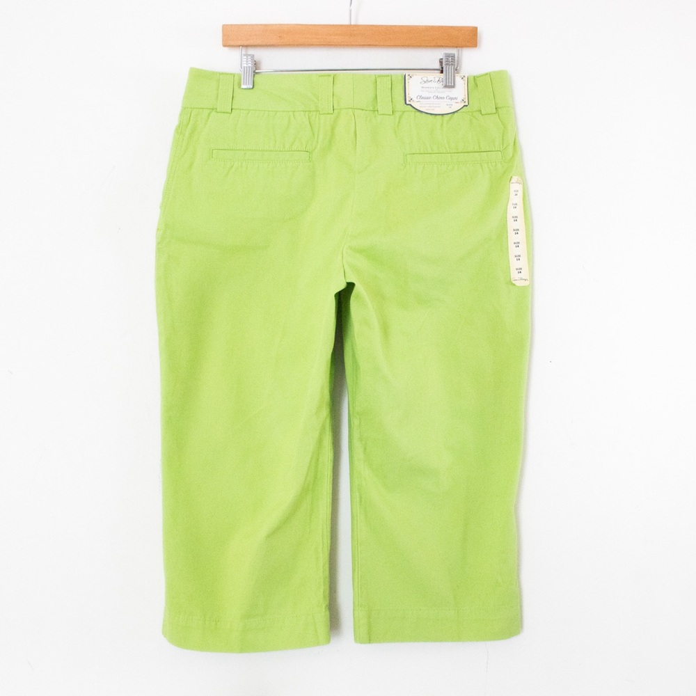 Steve & Barry’s | Vintage 00’s Y2K Lime Green Chino Capri Crop Pants | Size 14